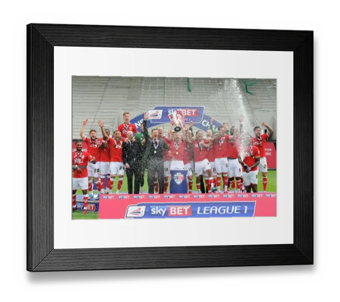 Framed Print : Bristol City FC: Champions of Sky Bet League One - Celebrating with the Trophy (03.05.2015)