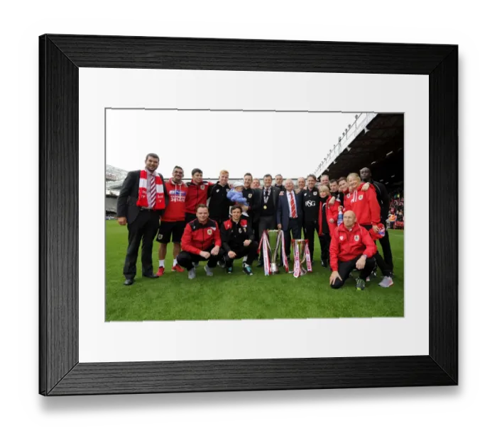 Framed Print : Bristol City Football Club Celebrates Double Victory: League One and JPT Trophies (May 2015)