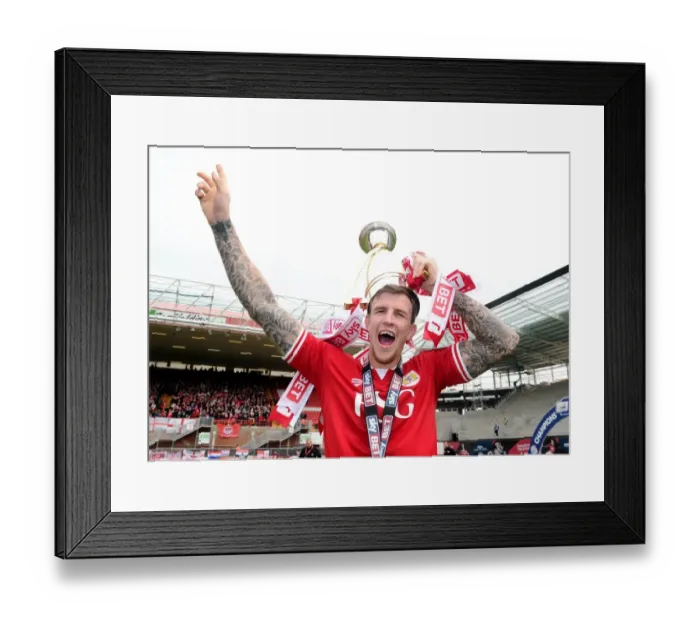 Framed Print : Bristol City Celebrate Promotion with League One Trophy