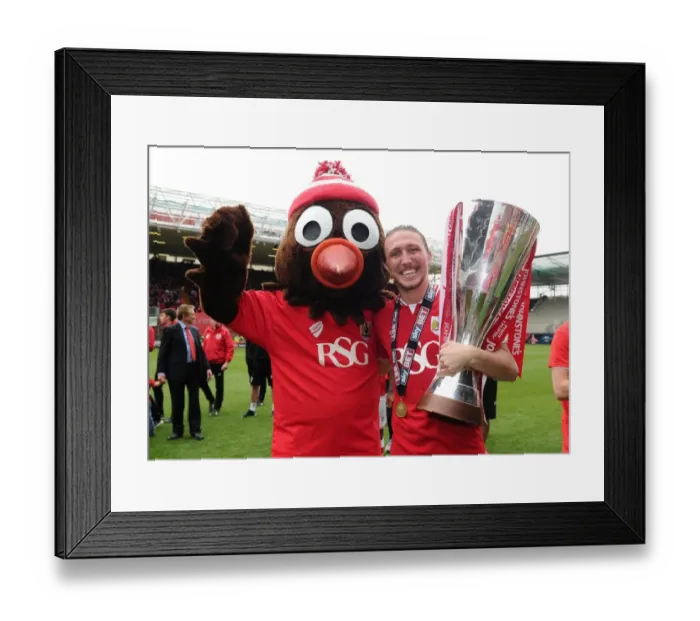 Framed Print : Bristol City's Luke Ayling Celebrates Double Victory with the League One and JPT Trophies Framed Print : Bristol City's Luke Ayling Celebrates Double Victory with the League One and JPT Trophies
