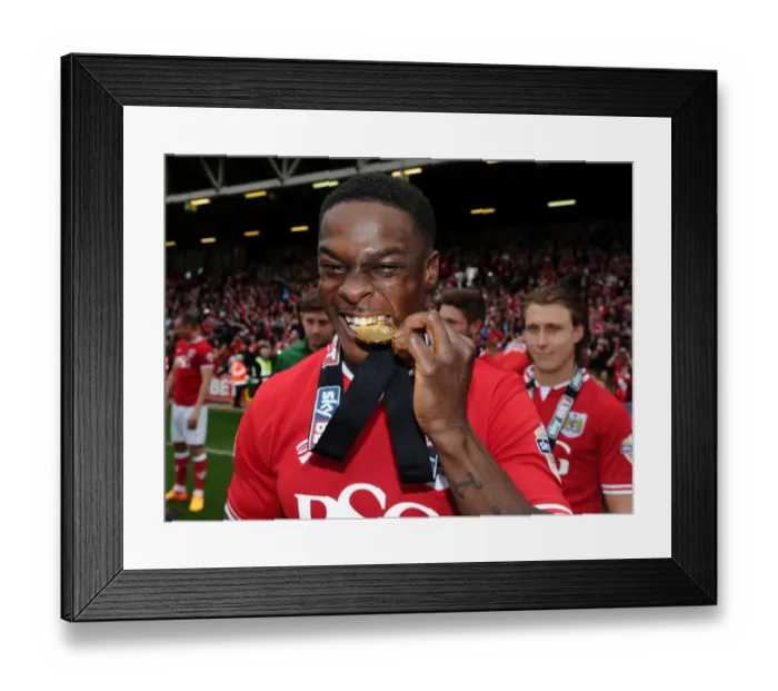 Framed Print : Kieran Agard's Triumph: Gold Tooth and Medal Glint in Brilliant Win for Bristol City over Walsall