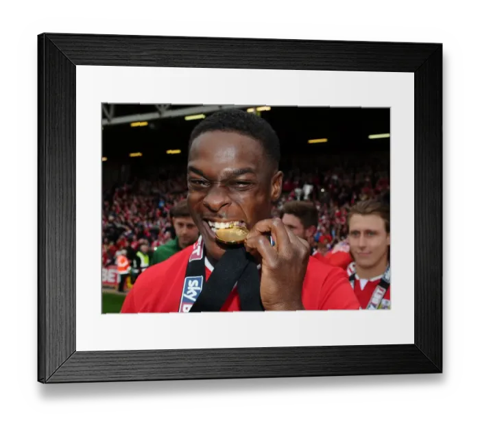 Framed Print : Kieran Agard's Triumph: Gold Tooth Shines in Bristol City's League One Victory Framed Print : Kieran Agard's Triumph: Gold Tooth Shines in Bristol City's League One Victory