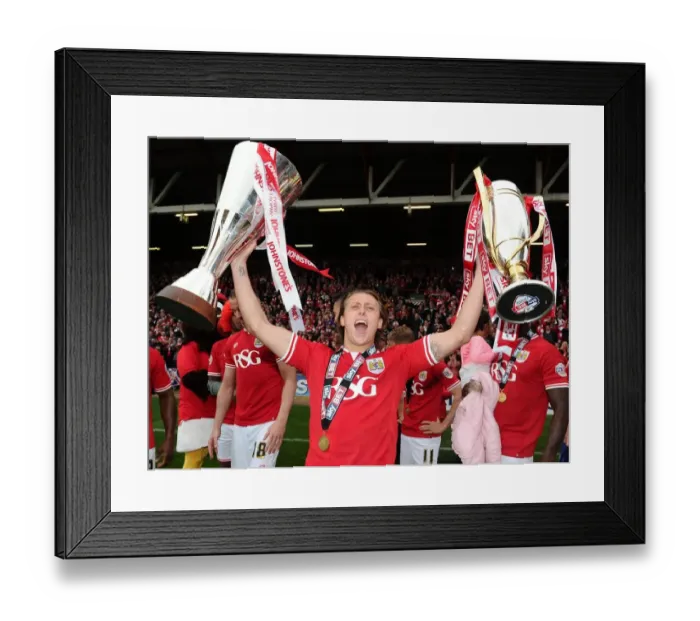 Framed Print : Bristol City Celebrates Double Victory: League One and JPT Trophies (3 May 2015) Framed Print : Bristol City Celebrates Double Victory: League One and JPT Trophies (3 May 2015)