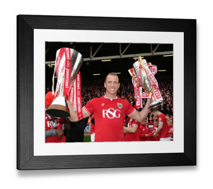 Framed Print : Bristol City's Glory: Aaron Wilbraham Lifts Sky Bet League One and JPT Trophies Framed Print : Bristol City's Glory: Aaron Wilbraham Lifts Sky Bet League One and JPT Trophies