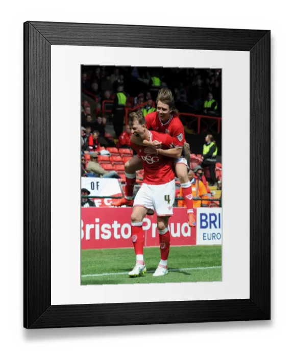 Framed Print : Aden Flint and Luke Freeman Celebrate Goal: Bristol City's Victory Moment vs Walsall (May 2015) Framed Print : Aden Flint and Luke Freeman Celebrate Goal: Bristol City's Victory Moment vs Walsall (May 2015)