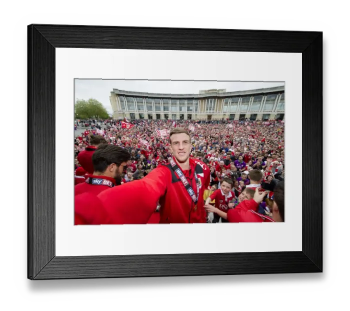Framed Print : Bristol City Football Club's Aden Flint Amid Thousands of Fans during the Celebration Tour, May 2015 Framed Print : Bristol City Football Club's Aden Flint Amid Thousands of Fans during the Celebration Tour, May 2015