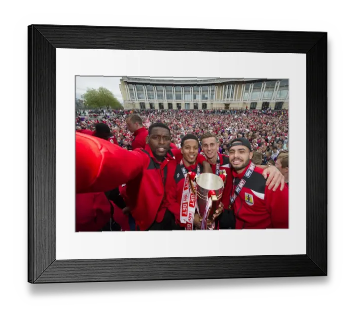 Framed Print : Bristol City Football Club: Jay Emmanuel-Thomas, Korey Smith, Joe Bryan, and Derrick Williams Celebrate with Fans at the Amphitheatre (04 / 05 / 2015)