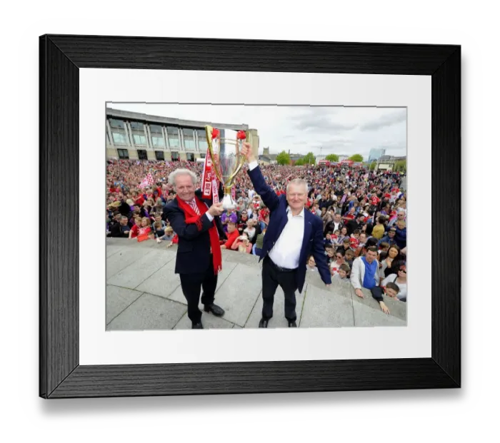 Framed Print : Bristol City Football Club: Steve Lansdown and Keith Dawe with the Sky Bet League One Trophy Framed Print : Bristol City Football Club: Steve Lansdown and Keith Dawe with the Sky Bet League One Trophy