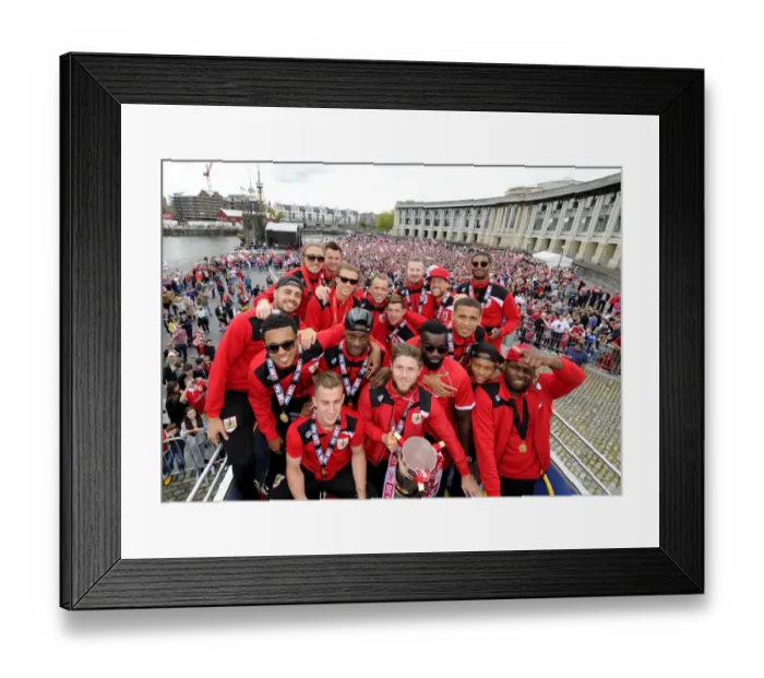 Framed Print : Bristol City FC: League One Victory Celebration with Thousands of Fans and the Trophy Framed Print : Bristol City FC: League One Victory Celebration with Thousands of Fans and the Trophy