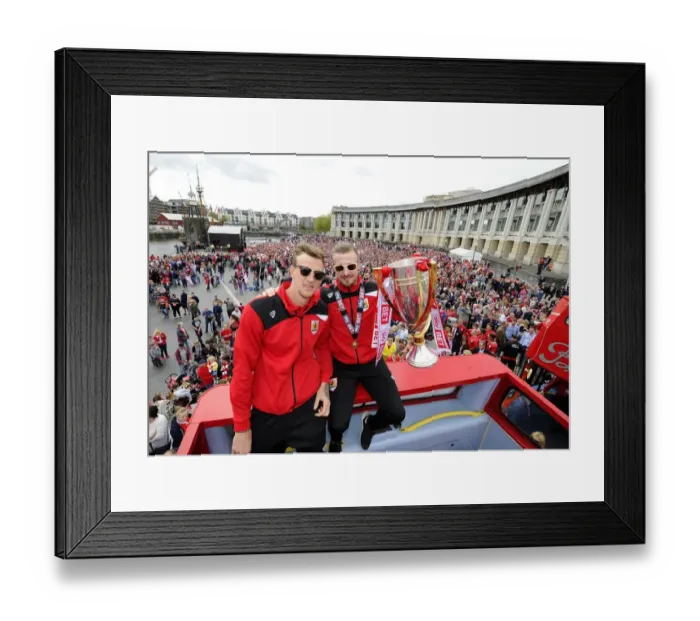 Framed Print : Bristol City FC: Aden Flint and Wade Elliott with the Sky Bet League One Trophy Amidst Thousands of Ecstatic Fans Framed Print : Bristol City FC: Aden Flint and Wade Elliott with the Sky Bet League One Trophy Amidst Thousands of Ecstatic Fans