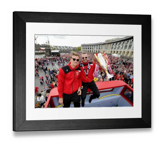 Framed Print : Bristol City FC: Champions Triumph - Aden Flint and Wade Elliott Hold the League One Trophy Amidst Thousands of Ecstatic Fans Framed Print : Bristol City FC: Champions Triumph - Aden Flint and Wade Elliott Hold the League One Trophy Amidst Thousands of Ecstatic Fans
