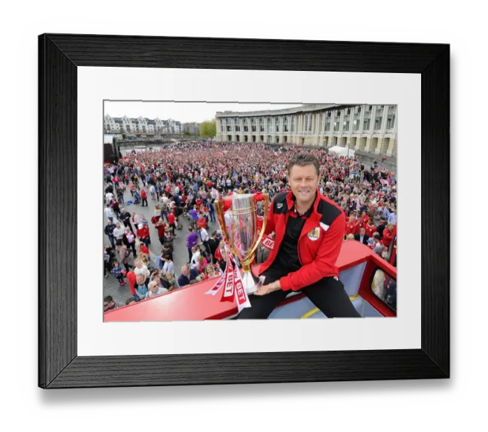 Framed Print : Bristol City FC's Glorious League One Victory: Thousands Celebrate with Steve Cotterill and the Sky Bet Trophy Framed Print : Bristol City FC's Glorious League One Victory: Thousands Celebrate with Steve Cotterill and the Sky Bet Trophy