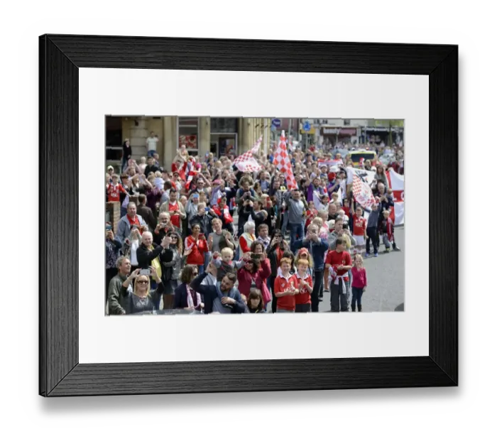 Framed Print : Thousands Flock to the Streets for Euphoric Bristol City Welcome-Home Parade Framed Print : Thousands Flock to the Streets for Euphoric Bristol City Welcome-Home Parade