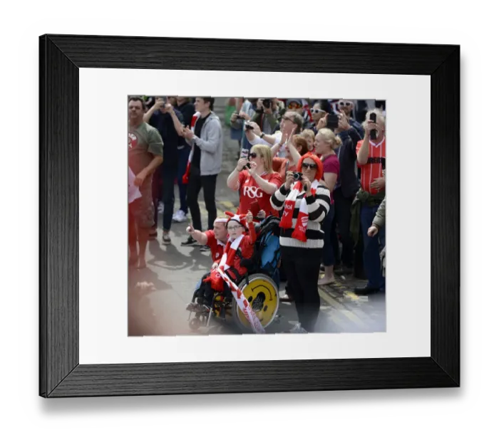 Framed Print : Thousands Gather for Unforgettable Welcome Home Celebration for Bristol City FC Framed Print : Thousands Gather for Unforgettable Welcome Home Celebration for Bristol City FC