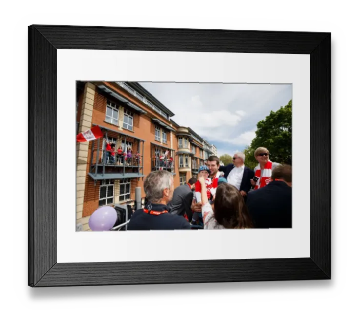 Framed Print : Bristol City FC: Champions Parade - Jon, Steve, and Maggie Lansdown Celebrate Promotion to Championship Framed Print : Bristol City FC: Champions Parade - Jon, Steve, and Maggie Lansdown Celebrate Promotion to Championship