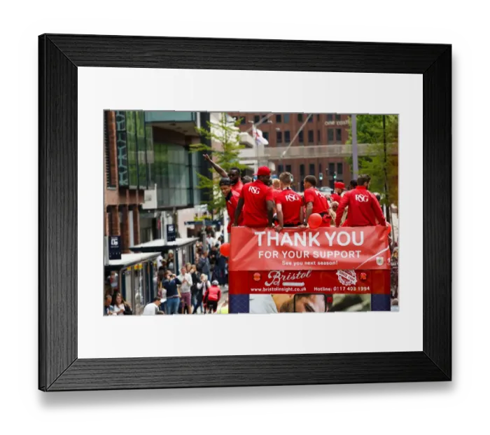 Framed Print : Bristol City Champions: Osborne, Reid, and Emmanual-Thomas Celebrate Promotion to Championship during Bus Parade Framed Print : Bristol City Champions: Osborne, Reid, and Emmanual-Thomas Celebrate Promotion to Championship during Bus Parade