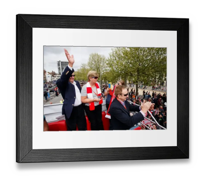 Framed Print : Bristol City FC: Double Championship Victory - Steve Lansdown and Maggie's Triumphant Parade Framed Print : Bristol City FC: Double Championship Victory - Steve Lansdown and Maggie's Triumphant Parade