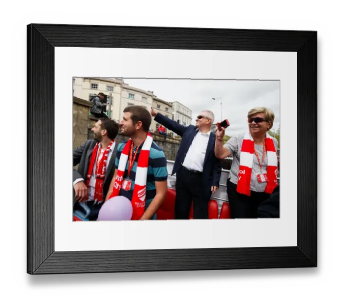 Framed Print : Bristol City FC: Jon, Steve, and Maggie Lansdown Celebrate League 1 and Johnstones Paint Trophy Titles and Promotion to Championship Framed Print : Bristol City FC: Jon, Steve, and Maggie Lansdown Celebrate League 1 and Johnstones Paint Trophy Titles and Promotion to Championship