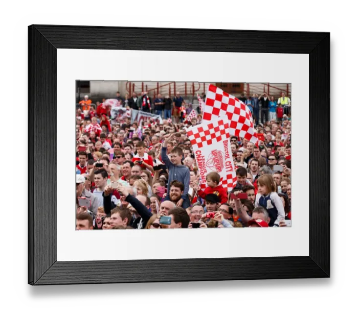 Framed Print : Thousands of Ecstatic Fans Pack Lloyds Amphitheatre for Bristol City's Championship Promotion Parade