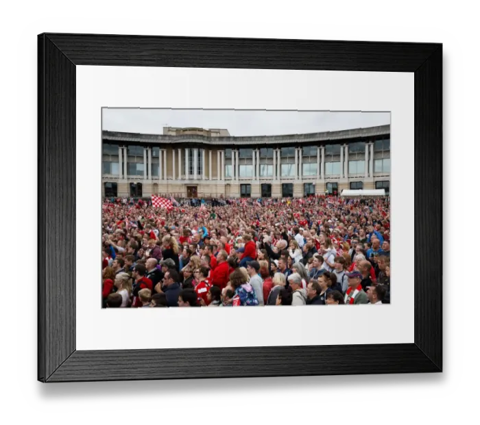 Framed Print : Thousands Celebrate: Bristol City's Double Title Victory Parade in Lloyds Amphitheatre