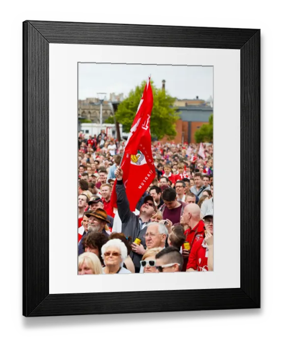 Framed Print : Thousands Celebrate: Bristol City's Double Title Victory Parade - Championship Promotion and Johnstones Paint Trophy Win Framed Print : Thousands Celebrate: Bristol City's Double Title Victory Parade - Championship Promotion and Johnstones Paint Trophy Win