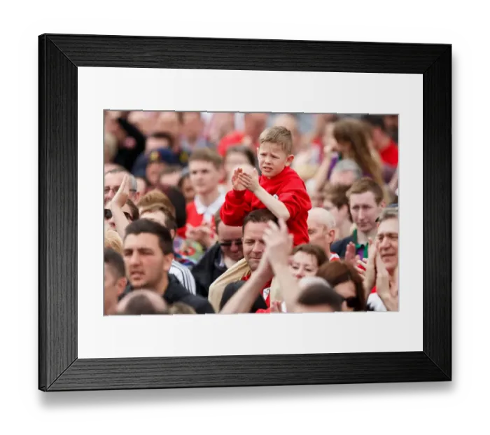 Framed Print : A spectacle wearing dog is held up by its owner as thousands of fans pack Lloyds Amphitheatre during the Bristol City Framed Print : A spectacle wearing dog is held up by its owner as thousands of fans pack Lloyds Amphitheatre during the Bristol City