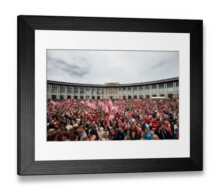 Framed Print : Thousands Rejoice: Bristol City's Championship Promotion Parade - A Sea of Celebration in Bristol