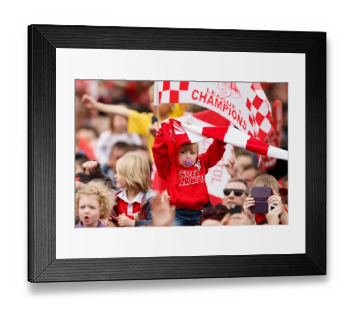 Framed Print : Bristol City's Double Title Victory: Thousands Rejoice in Championship Promotion Parade