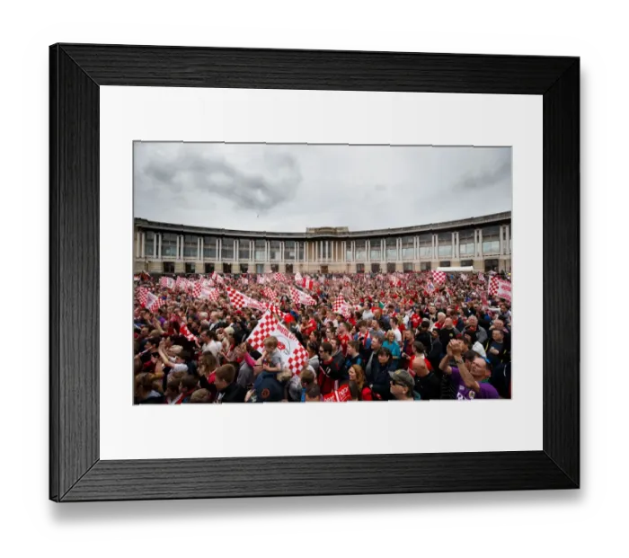 Framed Print : Thousands Celebrate: Bristol City's Double Title Victory Parade - Champions of League 1 and Johnstones Paint Trophy Framed Print : Thousands Celebrate: Bristol City's Double Title Victory Parade - Champions of League 1 and Johnstones Paint Trophy