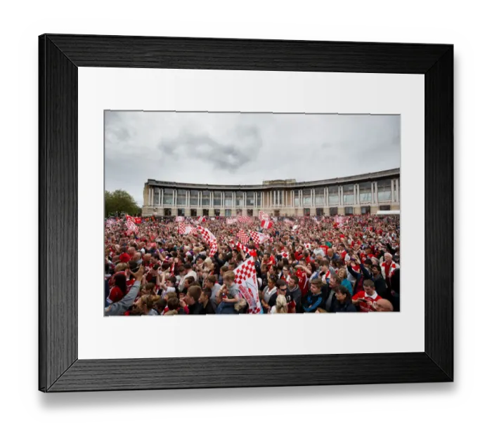 Framed Print : Thousands Celebrate: Bristol City's Double Title Victory Parade in Lloyds Amphitheatre Framed Print : Thousands Celebrate: Bristol City's Double Title Victory Parade in Lloyds Amphitheatre