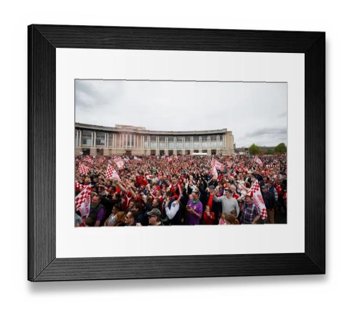 Framed Print : Thousands Rejoice: Bristol City's Double Victory and Promotion to Championship - Epic Bus Parade Framed Print : Thousands Rejoice: Bristol City's Double Victory and Promotion to Championship - Epic Bus Parade