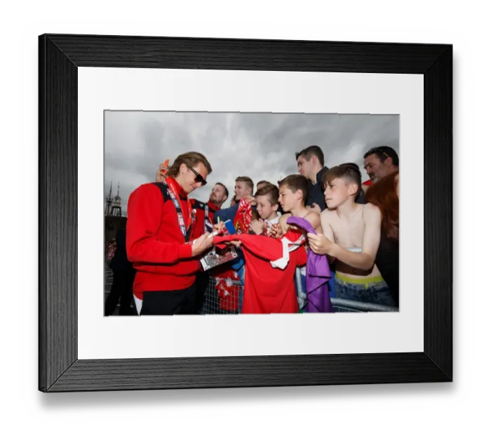Framed Print : Bristol City Champions: Luke Freeman and Wade Elliott's Triumphant Bus Parade with Adoring Fans