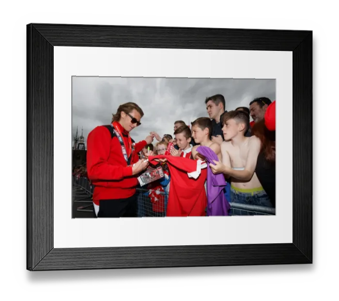 Framed Print : Bristol City FC: Champions Parade - Luke Freeman Signs Autographs for Excited Fans Framed Print : Bristol City FC: Champions Parade - Luke Freeman Signs Autographs for Excited Fans