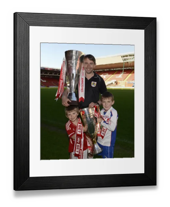 Framed Print : Bristol City Academy: Celebrating Double Success with the Johnstone Paint Trophy and Sky Bet League One Trophies Framed Print : Bristol City Academy: Celebrating Double Success with the Johnstone Paint Trophy and Sky Bet League One Trophies