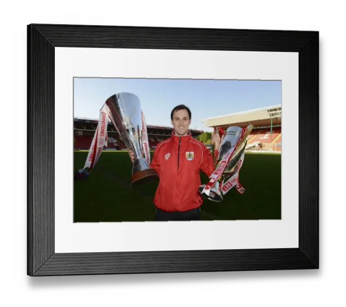Framed Print : Double Trophy Victory: Bristol City Academy Celebrates at Ashton Gate Stadium (May 2015)