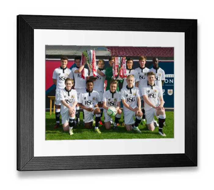 Framed Print : Bristol City Academy Players Triumph: Celebrating Johnstones Paint and Sky Bet League One Trophies Framed Print : Bristol City Academy Players Triumph: Celebrating Johnstones Paint and Sky Bet League One Trophies