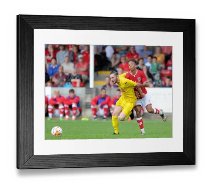 Framed Print : Bristol City FC: Bobby Reid Closes In on Brislington's Liam Knight During Pre-Season Friendly