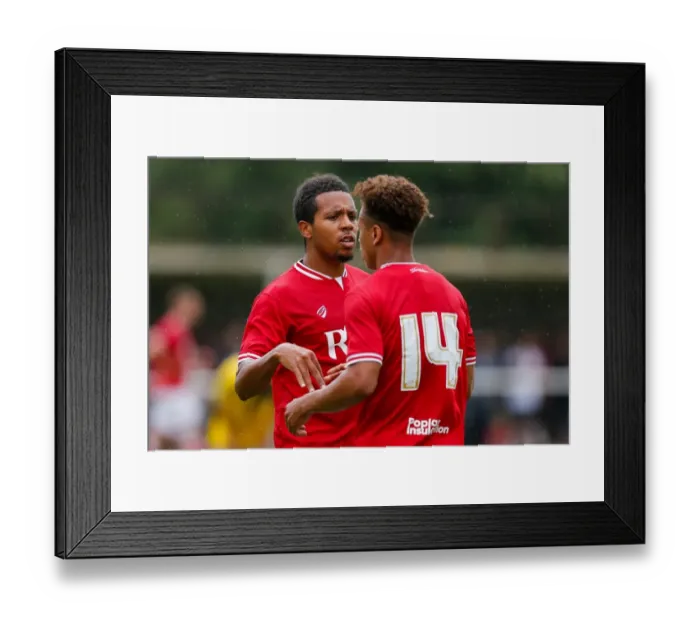Framed Print : Bristol City FC: Bobby Reid and Korey Smith Embrace Victory After Goal in Pre-Season Community Match Framed Print : Bristol City FC: Bobby Reid and Korey Smith Embrace Victory After Goal in Pre-Season Community Match
