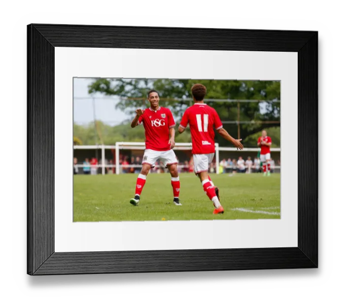 Framed Print : Bristol City FC: Ash Harper Scores the Winning Goal Against Keynsham Town in Pre-Season Community Match Framed Print : Bristol City FC: Ash Harper Scores the Winning Goal Against Keynsham Town in Pre-Season Community Match