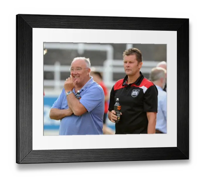 Framed Print : Bristol City Football Club: Steve Cotterill and Keith Burt at Bath City's Twerton Park during Pre-Season Friendly (July 2015) Framed Print : Bristol City Football Club: Steve Cotterill and Keith Burt at Bath City's Twerton Park during Pre-Season Friendly (July 2015)