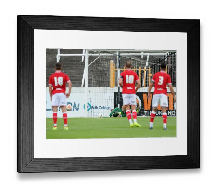 Framed Print : Bristol City Goalkeeper Frank Fielding Saves Penalty in Pre-Season Friendly vs Bath City