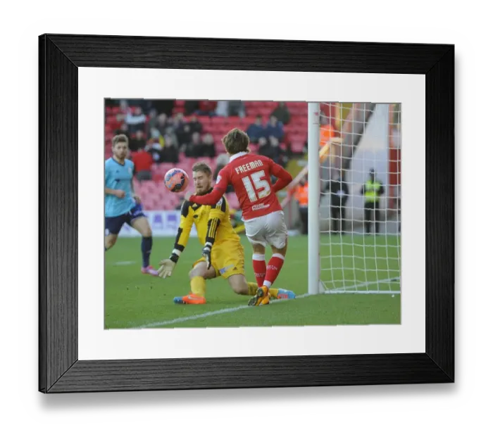Framed Print : Bristol City vs AFC Telford United: Luke Freeman vs Jonathan Hedge - FA Cup Clash at Ashton Gate (Season 14 / 15)