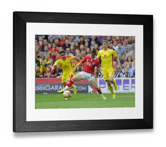 Framed Print : Battling for Supremacy: Bryan vs. Baldock in Bristol City vs. MK Dons Clash