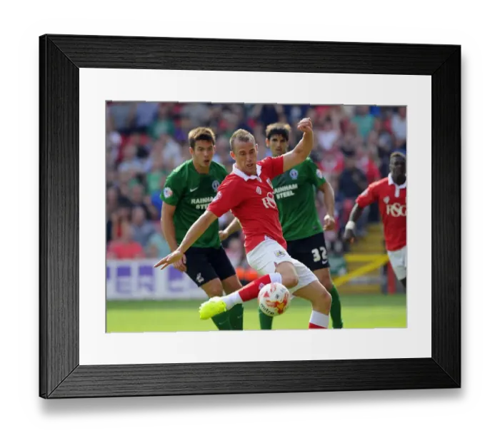 Framed Print : Aaron Wilbraham's Shot for Bristol City Against Scunthorpe United, September 6, 2014
