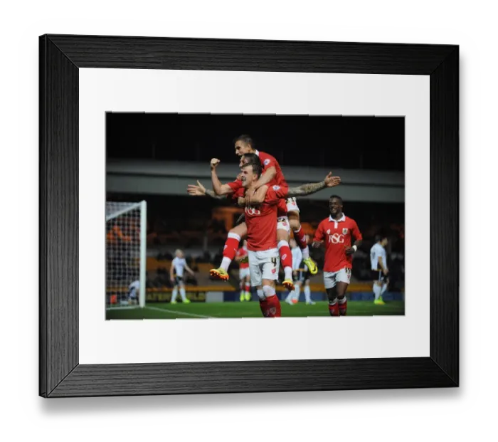 Framed Print : Aden Flint's Thrilling Goal Celebration: Port Vale vs. Bristol City, Sky Bet League One (September 16, 2014)