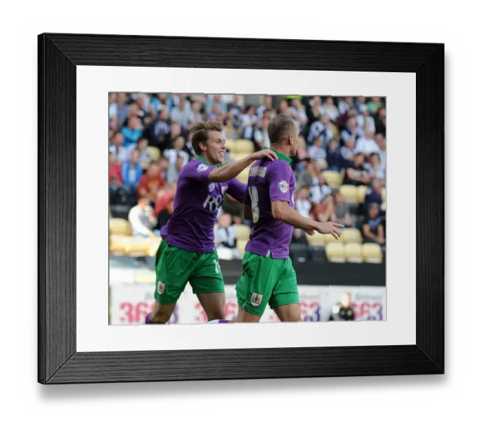 Framed Print : Bristol City's Double Celebration: Wilbraham and Freeman Score in Notts County Victory Framed Print : Bristol City's Double Celebration: Wilbraham and Freeman Score in Notts County Victory