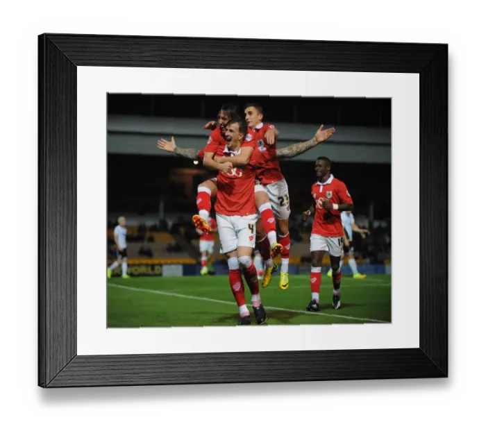 Framed Print : Aden Flint's Exuberant Goal Celebration: Port Vale vs. Bristol City (September 16, 2014)