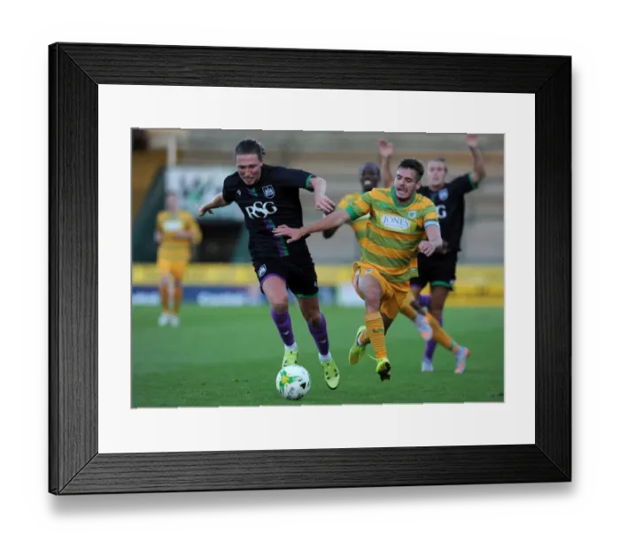 Framed Print : Bristol City's Luke Ayling Tackles Ryan Dickson of Yeovil Town in Pre-Season Match Framed Print : Bristol City's Luke Ayling Tackles Ryan Dickson of Yeovil Town in Pre-Season Match