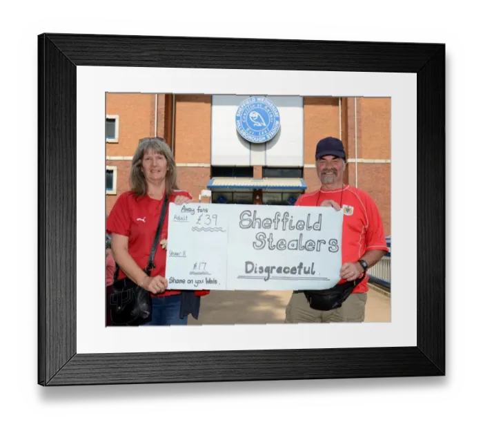 Framed Print : Bristol City Fans Protest Sky Bet Championship Ticket Prices at Sheffield Wednesday Match Framed Print : Bristol City Fans Protest Sky Bet Championship Ticket Prices at Sheffield Wednesday Match