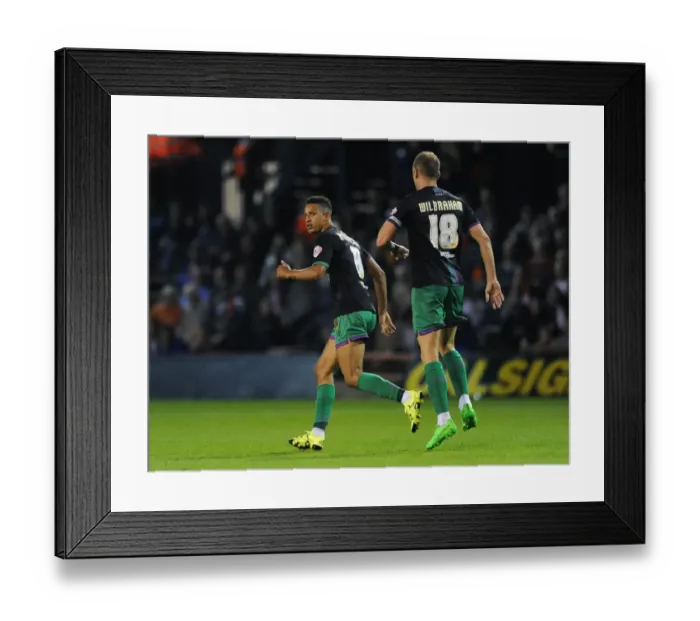 Framed Print : Bristol City's Callum Robinson Celebrates Goal Against Luton Town in Capital One Cup Framed Print : Bristol City's Callum Robinson Celebrates Goal Against Luton Town in Capital One Cup